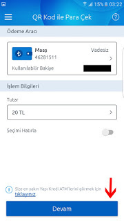 yapıkredi qr kodla para çekme