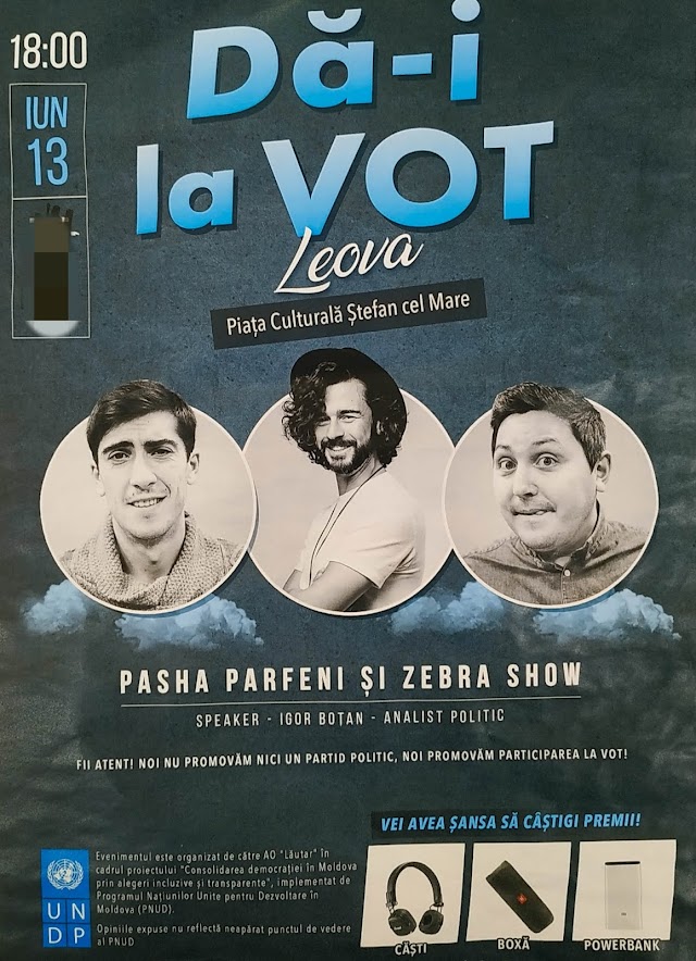 Pasha Parfeni și Comedy Zebra Show vin la Leova și te îndeamnă: Dă-i la VOT! 
