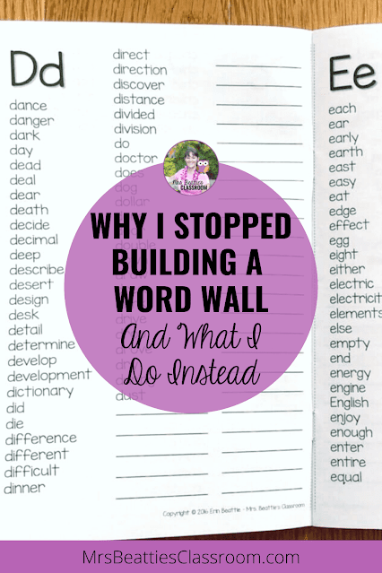 Photo of inside page of personal student dictionary with text, "Why I Stopped Building a Word Wall And What I Actually Do Instead."