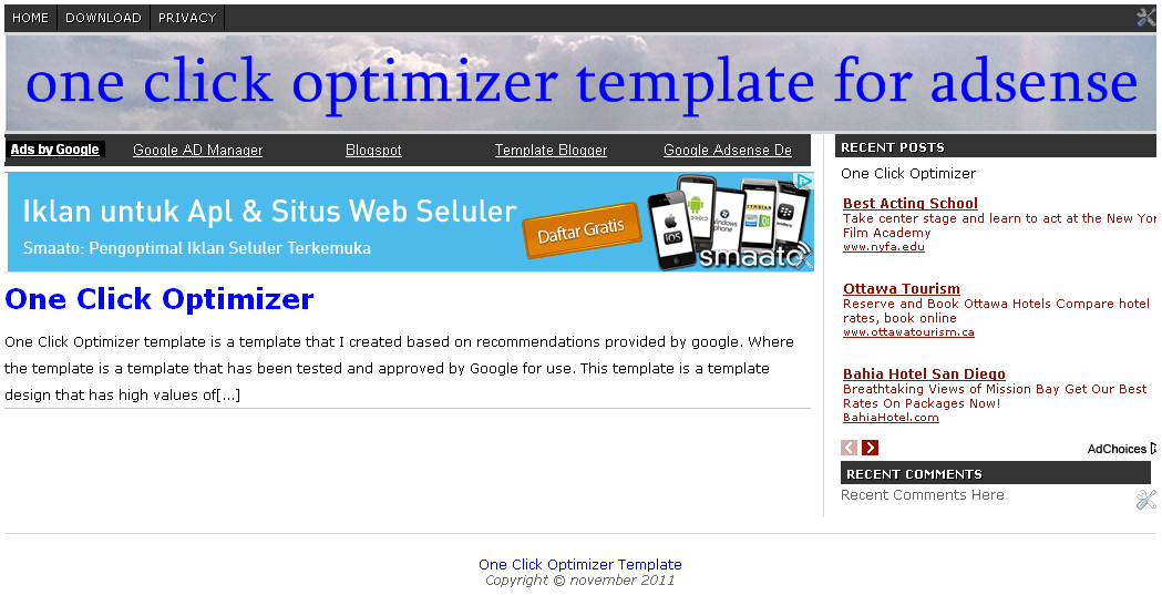 One Click Optimizer Template