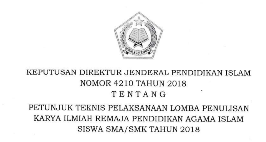 Juknis Lomba Karya Ilmiah Dewasa (Kir) Pai Siswa Sma Smk Tahun 2018