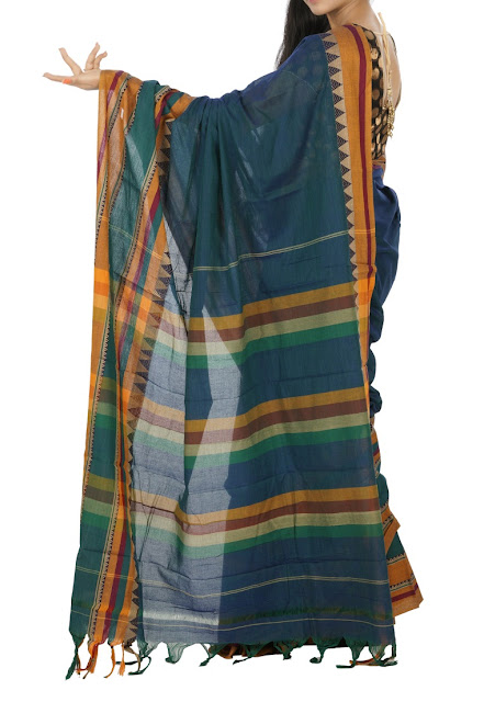 Teal Green Color Narayanpet Cotton Saree