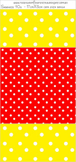 Red, Yellow and Withe Polka Dots Free Printable  Labels.