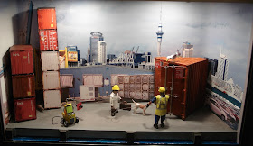 Civil Diorama; Civilian Toy Figures; Container Port Diorama; Container Port Facilities; Customs Diorama; Dockside Diorama; Drugs Check; Freight Handling; Jetty Diorama; Modern Port Facilities; Museum Display; Museum Exhibit; National Maritime Museum; New Zealand; NMM Diorama; NZ NMM; Search for Contraband; Small Scale World; smallscaleworld.blogspot.com; Sniffer Dog; Victorian Diorama; Victorian New Zealand; Victorian Port Scene; Warf Diorama;