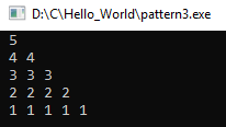 Pattern printing 3 :- using FOR LOOP 