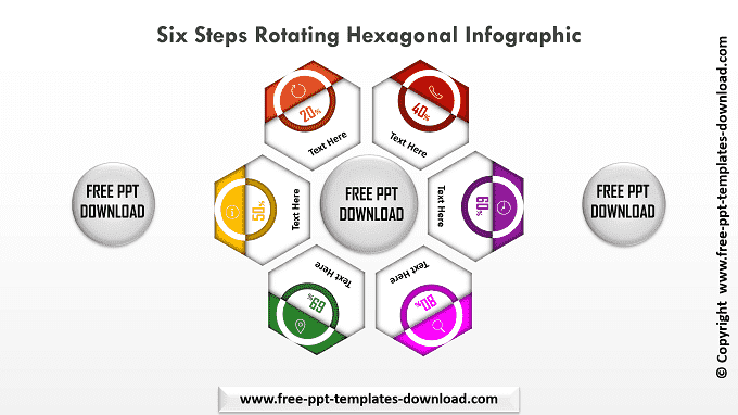 Six Steps 3D Rotating Hexagonal Infographic Template Download