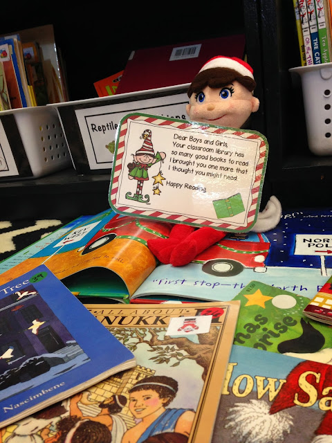 Elf in the classroom leave a book in the library