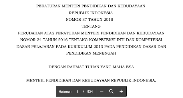 Perubahan KD Permendikbud Nomor 37 Tahun 2018 - jalurppg.id