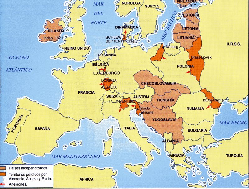 mapa de europa. mapa es el de Europa tras