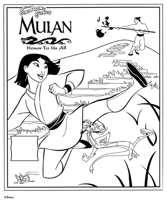 Download Coloring Pages Kids Disney Princess Mushu Mulan