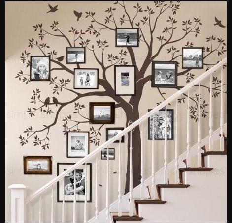 House painting pattern for living room with family tree wall decal picture