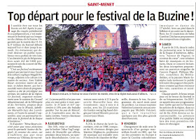 Article de presse La Provence annonce le Festival de la Buzine du mercredi 30 Août au 2 Septembre 2017 au Château de la Buzine à Marseille