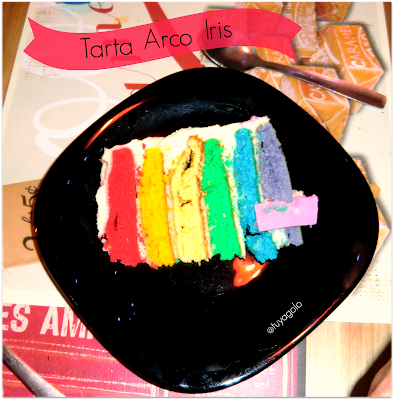 tarta arco iris - rainbow cake - receta imprimible