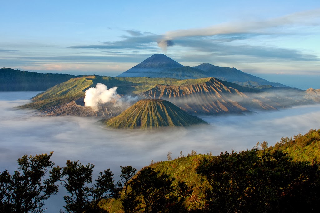 Mount Bromo,is an active volcano and part of the Tengger massif, in East Java, Indonesia.