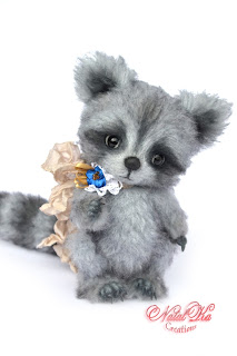 Artist teddy racoon, artist raccoon, ooak teddy, handmade teddy, NatalKa Creations, teddy coon, Waschbär Teddy, Künstlerteddy, Künstlerbär, авторский енот, енот тедди