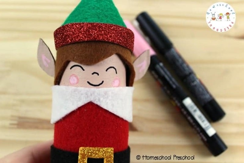 Christmas elf toilet paper roll craft.