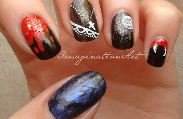 nail art vamp vampire vampiro twilight eclipse buffy design disegno sangue blood