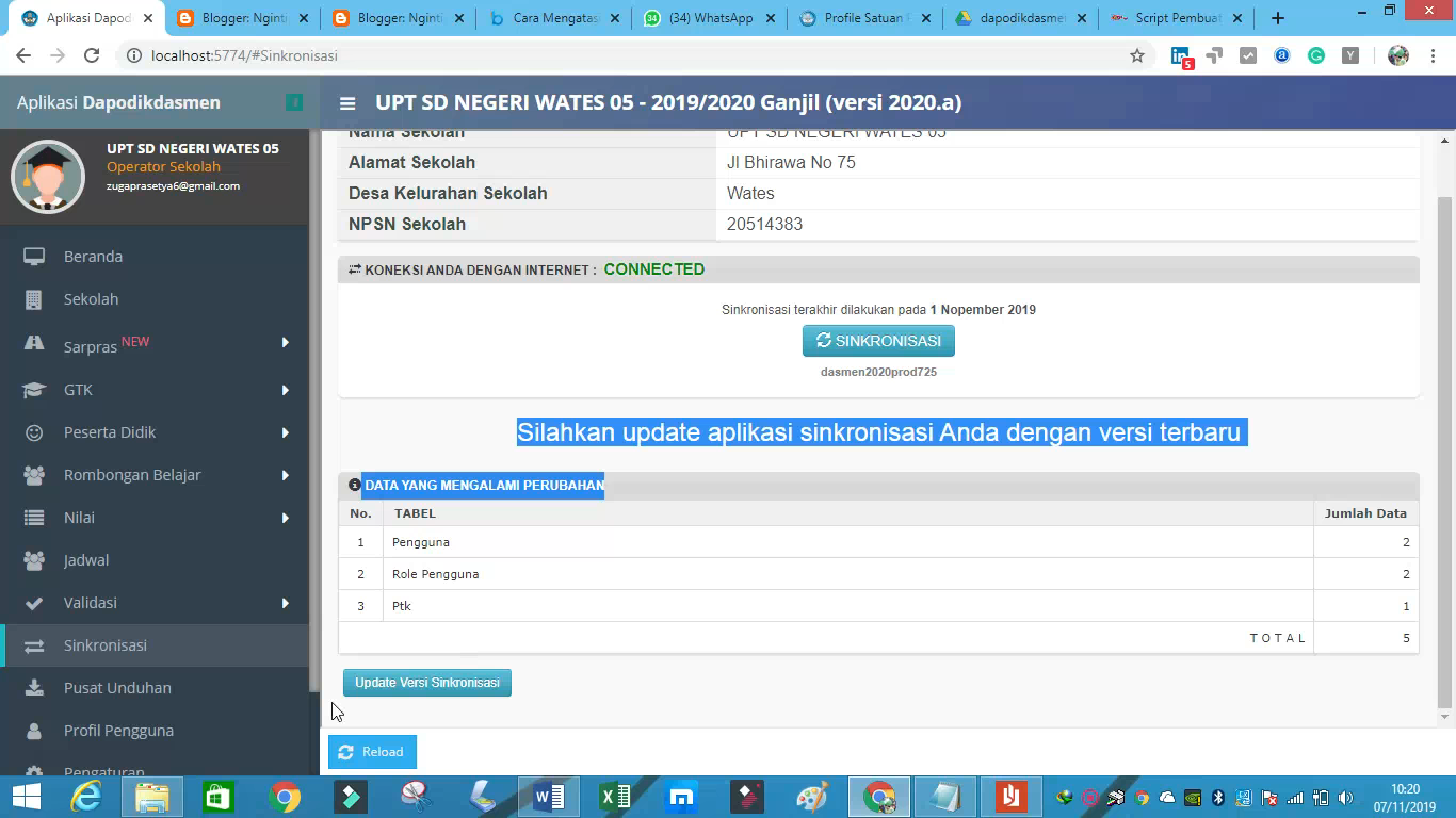 Cara Mengatasi Update Versi Sinkronisasi Dapodik 2020.a Ngintip Sekolah