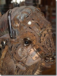 A welded sculpture of a Buffalo