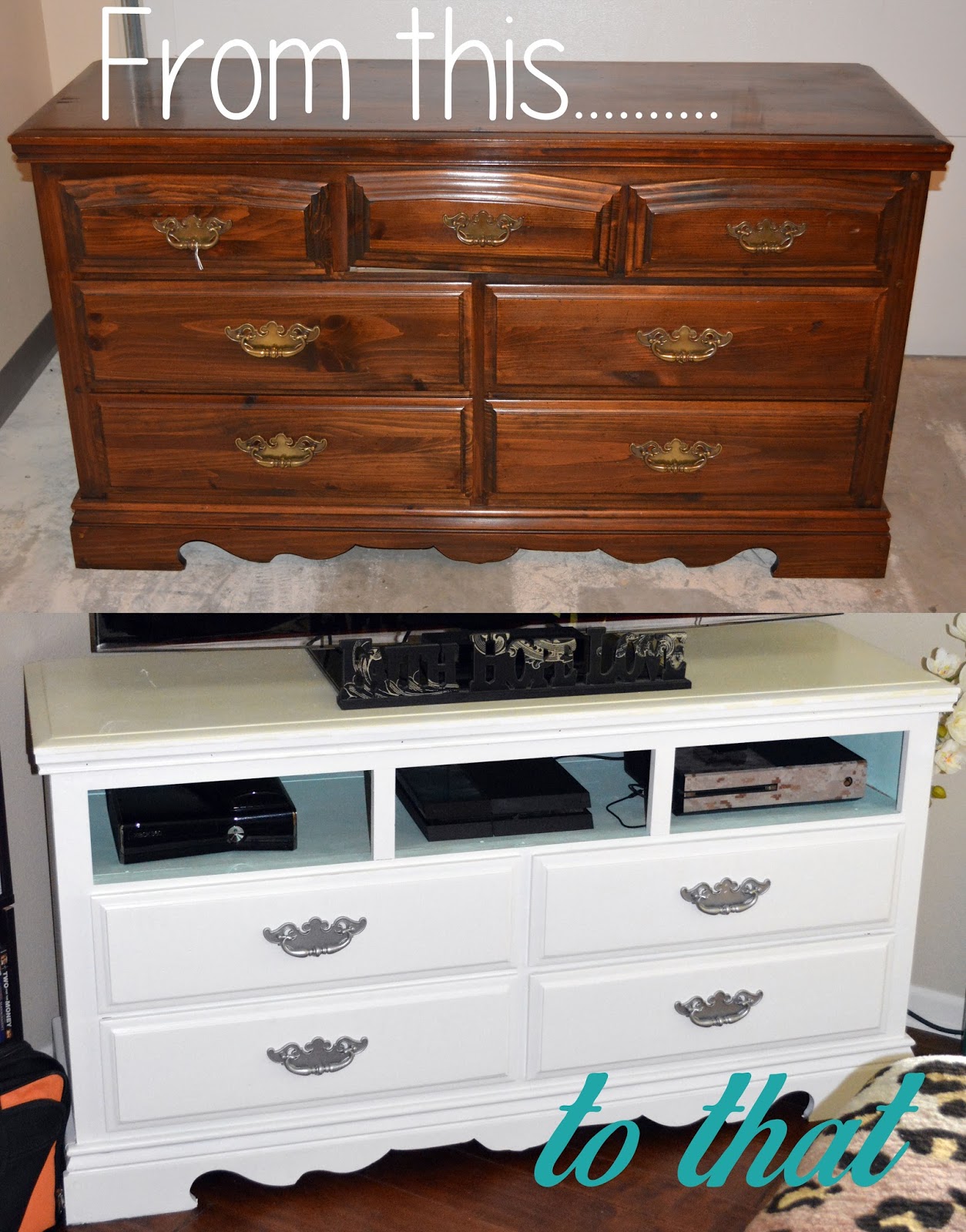 So Miscellaneous: DIY Dresser to TV Stand
