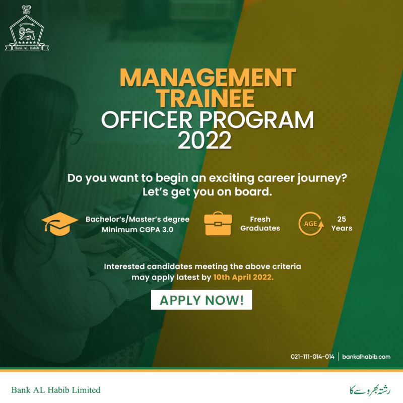 Bank AL Habib Management Trainee Officer Program 2022