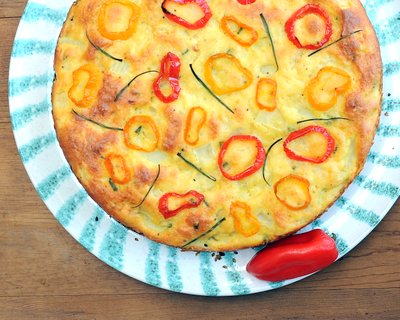 Savory Cauliflower Cake ♥ KitchenParade.com, a moist, sturdy savory cake, strewn with bits of soft cauliflower with a touch of parmesan.