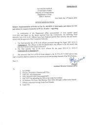  Seniority list in PS Group B Cadre - Implementation of Order of OA No 466/2020