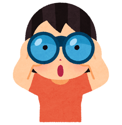 双眼鏡を覗く人のイラスト（女性）