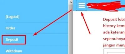 Menu Deposit Agen Pulsa