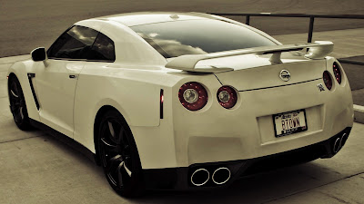 Cream Nissan GTR R 35 Back View HD Wallpaper