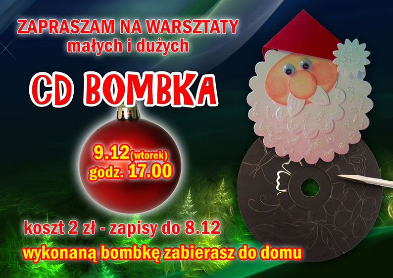 Plakat na warsztaty "CD Bombka"