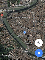 Satellite image of Rome's Campo de' Fiori neighbourhood along the Tiber River, Rome, Lazio, Italy