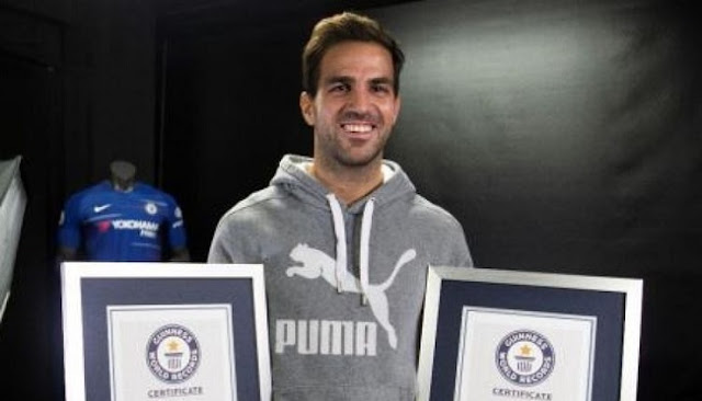 Chelsea Star Cesc Fábregas at Guinness World Records After Reaching 100 PL Assist