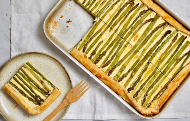 Leek & Asparagus Traybake Tart