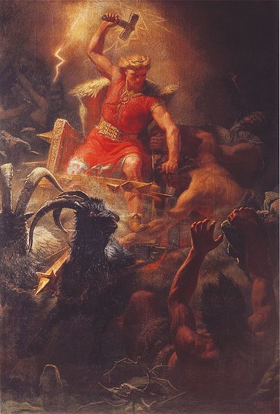 Thor en la batalla contra los gigantes según Mårten Eskil Winge 1872