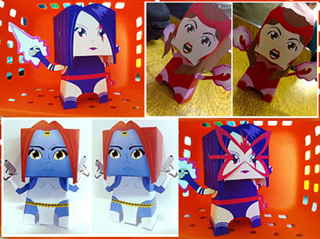 XMen Papercraft Psylocke Scarlet Witch Mystique