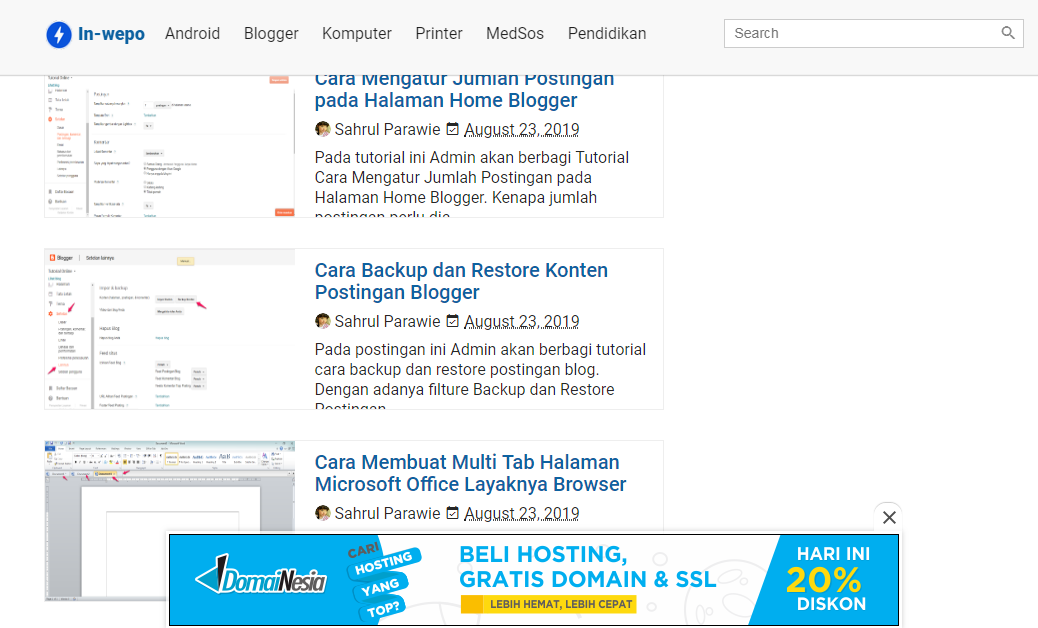 Iklan Sticky Selain AdSense