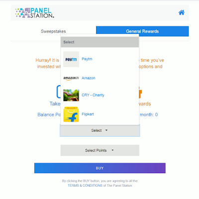 How to redeem the panel station points to Paytm wallet, Amazon and Flipkart Gift Card