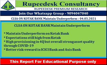 CLSA ON KOTAK BANK Maintain Underperform