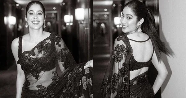 Janhvi Kapoor sheer saree hot actress