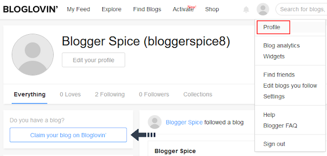 claim your blog on bloglovin