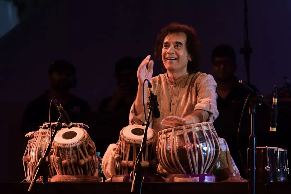 Indian tabala virtuoso Ustad Zakir Hussain performs at a concert at the Indian
