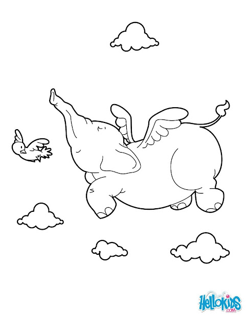 Elephant With Balloon Elephant Flying Coloring Page