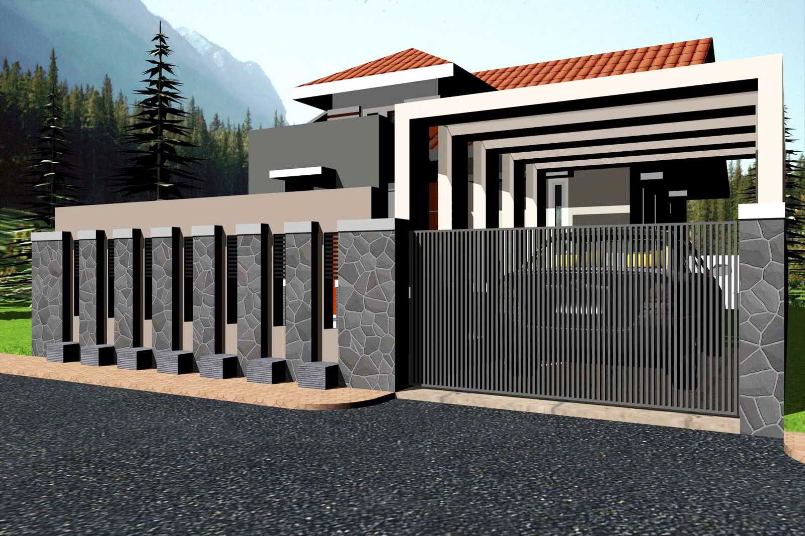 60+ contoh model desain pagar rumah minimalis modern terbaru