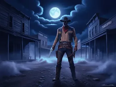 Ghostly-gunman-in-a-misty-abandoned-town-standing-under-a-flickering-lantern-with-his-silver-revolver.webp