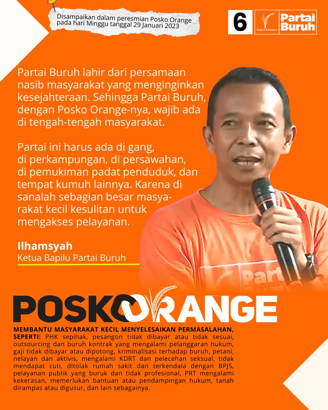 Partai Buruh: Posko Orange adalah Kerja Konkret Partai