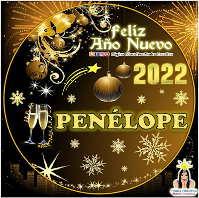 Nombre PENÉLOPE por Año Nuevo 2022 - Cartelito mujer