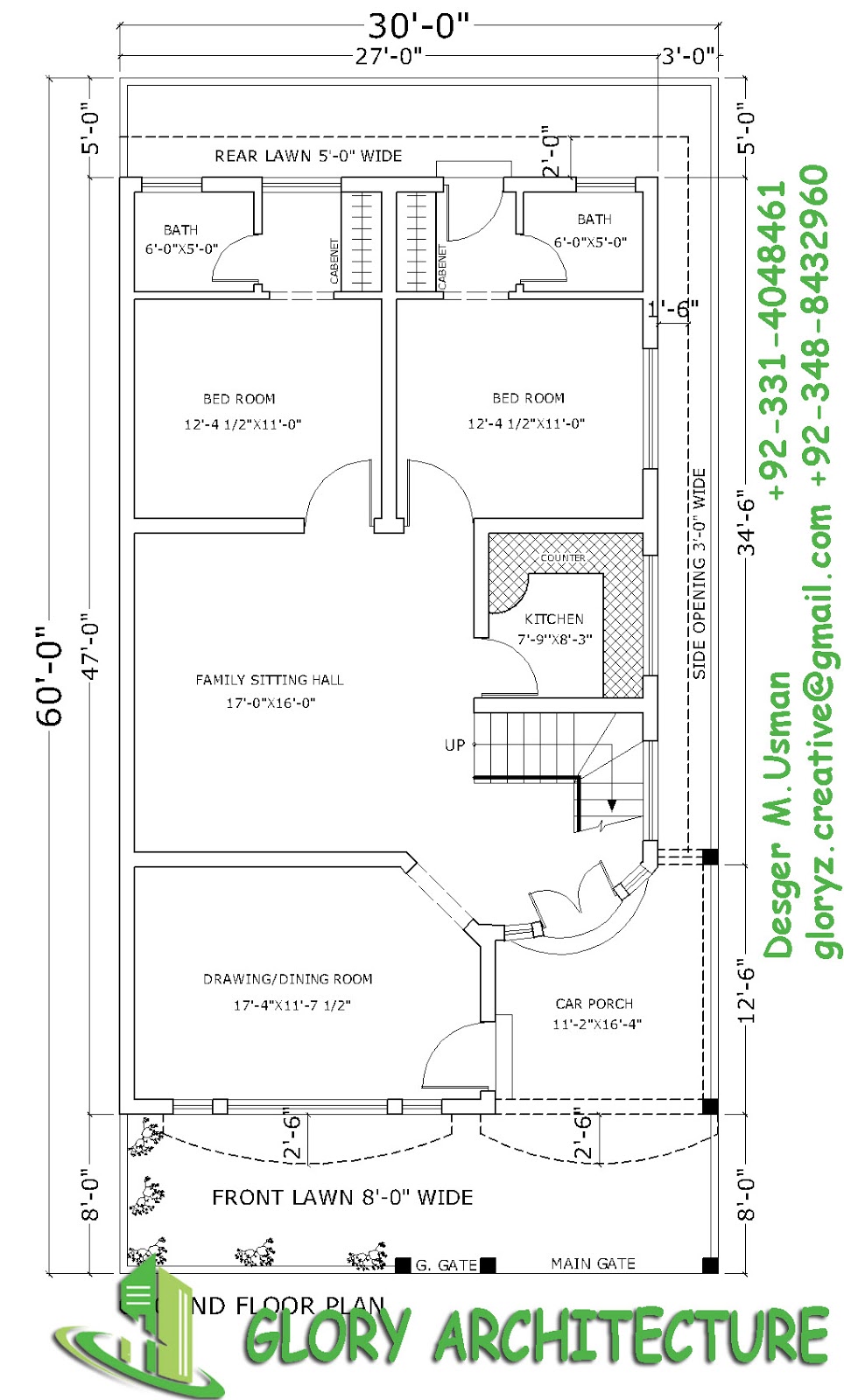 30x60 house  plan  elevation 3D view drawings  Pakistan  