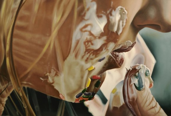 emily burns pinturas hiper-realistas surreal mulheres cervos fluidos