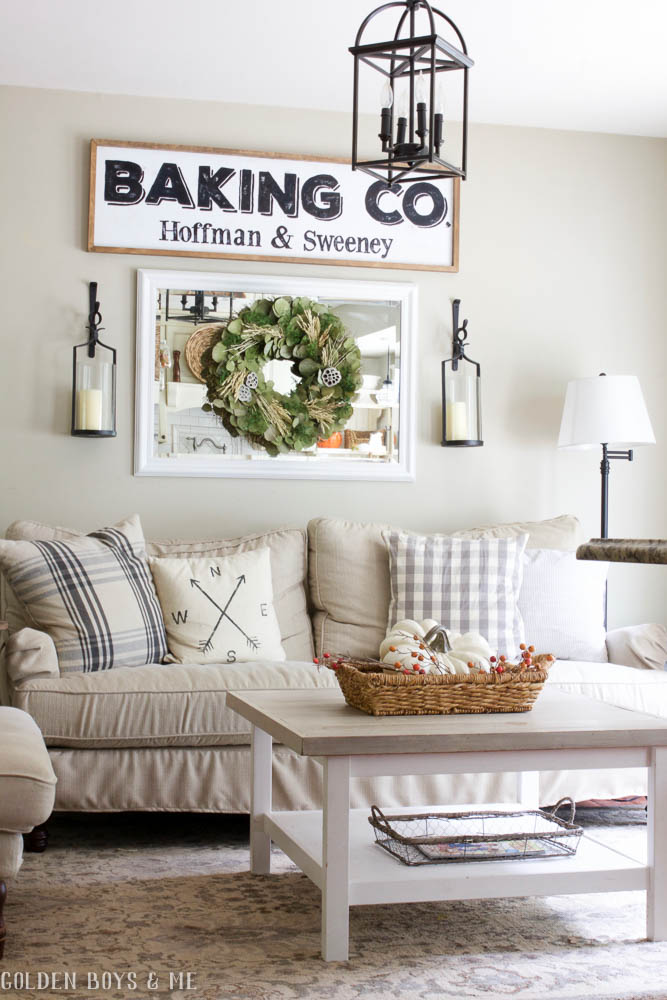 Neutral living room with Birch Lane Montgomery sofa and Ikea hack coffee table